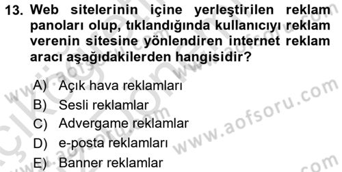 Tanıtım Ve Pazarlama Dersi 2023 - 2024 Yılı (Vize) Ara Sınav Soruları 13. Soru