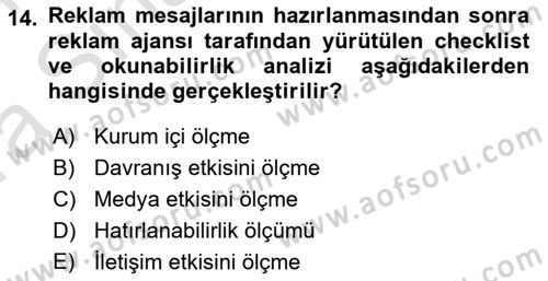 Tanıtım Ve Pazarlama Dersi Ara Sınavı Deneme Sınav Soruları 14. Soru