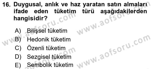 Tanıtım Ve Pazarlama Dersi Ara Sınavı Deneme Sınav Soruları 16. Soru