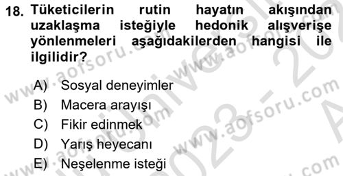 Tanıtım Ve Pazarlama Dersi Ara Sınavı Deneme Sınav Soruları 18. Soru