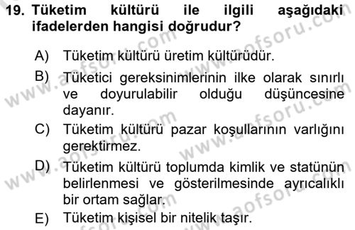 Tanıtım Ve Pazarlama Dersi Ara Sınavı Deneme Sınav Soruları 19. Soru