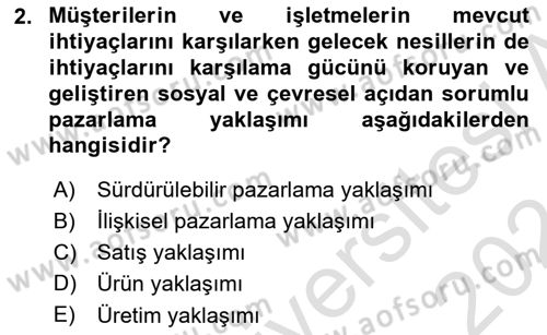 Tanıtım Ve Pazarlama Dersi Ara Sınavı Deneme Sınav Soruları 2. Soru