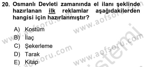 Tanıtım Ve Pazarlama Dersi Ara Sınavı Deneme Sınav Soruları 20. Soru