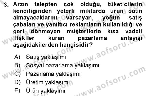 Tanıtım Ve Pazarlama Dersi Ara Sınavı Deneme Sınav Soruları 3. Soru