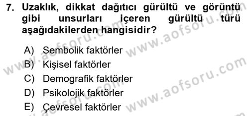 Tanıtım Ve Pazarlama Dersi Ara Sınavı Deneme Sınav Soruları 7. Soru