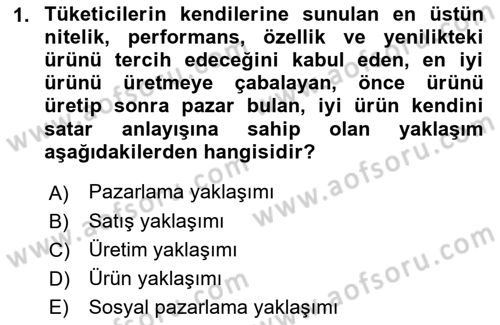Tanıtım Ve Pazarlama Dersi 2023 - 2024 Yılı (Final) Dönem Sonu Sınav Soruları 1. Soru