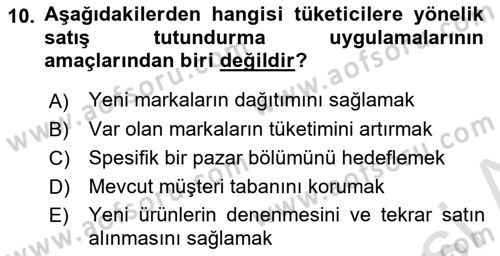 Tanıtım Ve Pazarlama Dersi 2023 - 2024 Yılı (Final) Dönem Sonu Sınav Soruları 10. Soru