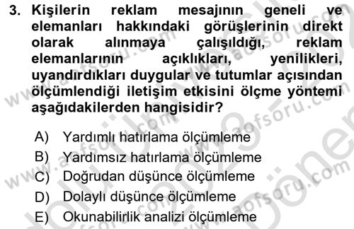 Tanıtım Ve Pazarlama Dersi 2023 - 2024 Yılı (Final) Dönem Sonu Sınav Soruları 3. Soru