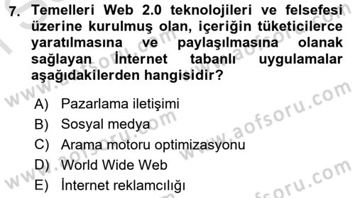 Tanıtım Ve Pazarlama Dersi 2023 - 2024 Yılı (Final) Dönem Sonu Sınav Soruları 7. Soru