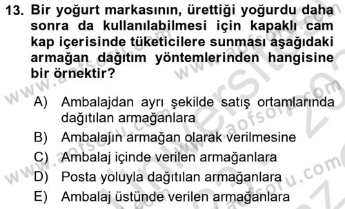 Tanıtım Ve Pazarlama Dersi 2023 - 2024 Yılı Yaz Okulu Sınav Soruları 13. Soru