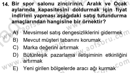 Tanıtım Ve Pazarlama Dersi 2023 - 2024 Yılı Yaz Okulu Sınav Soruları 14. Soru