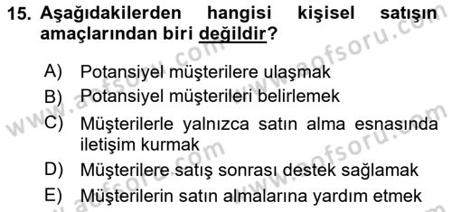 Tanıtım Ve Pazarlama Dersi 2023 - 2024 Yılı Yaz Okulu Sınav Soruları 15. Soru