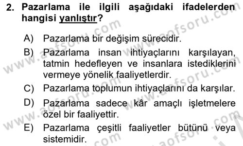Tanıtım Ve Pazarlama Dersi 2023 - 2024 Yılı Yaz Okulu Sınav Soruları 2. Soru