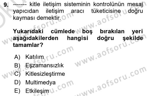 Tanıtım Ve Pazarlama Dersi 2023 - 2024 Yılı Yaz Okulu Sınav Soruları 9. Soru