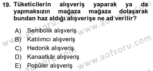 Tanıtım Ve Pazarlama Dersi 2024 - 2025 Yılı (Vize) Ara Sınav Soruları 19. Soru
