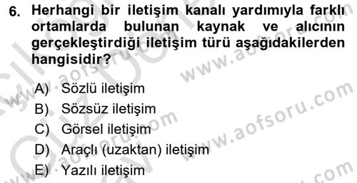 Tanıtım Ve Pazarlama Dersi 2024 - 2025 Yılı (Vize) Ara Sınav Soruları 6. Soru