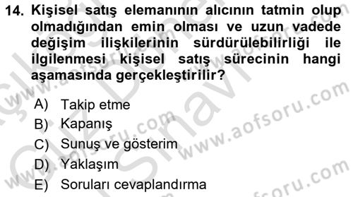 Tanıtım Ve Pazarlama Dersi 2024 - 2025 Yılı (Final) Dönem Sonu Sınav Soruları 14. Soru