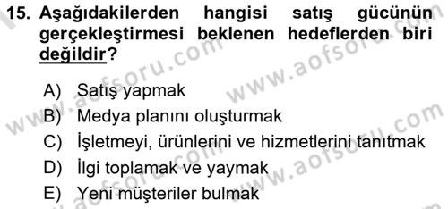 Tanıtım Ve Pazarlama Dersi 2024 - 2025 Yılı (Final) Dönem Sonu Sınav Soruları 15. Soru
