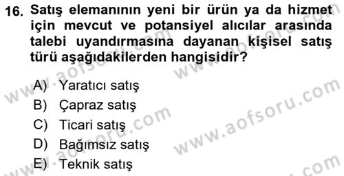 Tanıtım Ve Pazarlama Dersi 2024 - 2025 Yılı (Final) Dönem Sonu Sınav Soruları 16. Soru