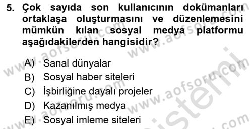 Tanıtım Ve Pazarlama Dersi 2024 - 2025 Yılı (Final) Dönem Sonu Sınav Soruları 5. Soru