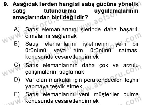 Tanıtım Ve Pazarlama Dersi 2024 - 2025 Yılı (Final) Dönem Sonu Sınav Soruları 9. Soru