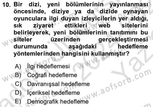 Tanıtım Ve Pazarlama Dersi 2024 - 2025 Yılı Yaz Okulu Sınav Soruları 10. Soru