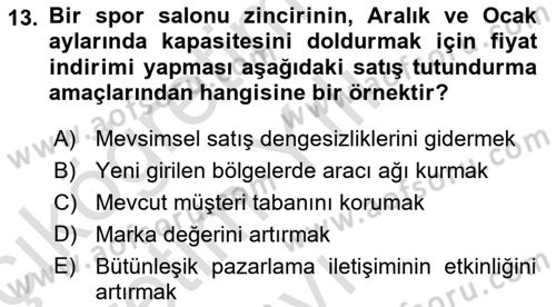Tanıtım Ve Pazarlama Dersi 2024 - 2025 Yılı Yaz Okulu Sınav Soruları 13. Soru