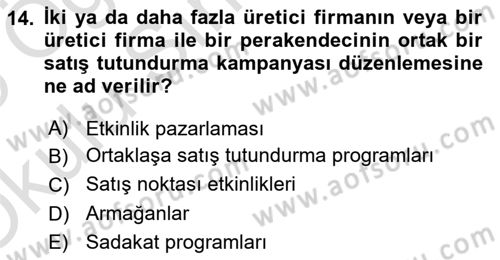 Tanıtım Ve Pazarlama Dersi 2024 - 2025 Yılı Yaz Okulu Sınav Soruları 14. Soru