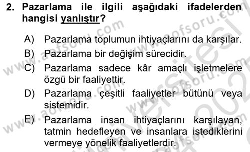 Tanıtım Ve Pazarlama Dersi 2024 - 2025 Yılı Yaz Okulu Sınav Soruları 2. Soru