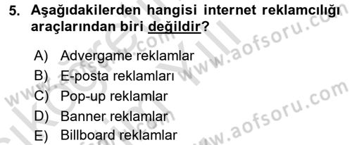 Tanıtım Ve Pazarlama Dersi 2024 - 2025 Yılı Yaz Okulu Sınav Soruları 5. Soru