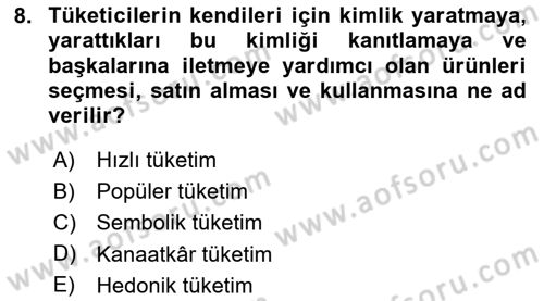 Tanıtım Ve Pazarlama Dersi 2024 - 2025 Yılı Yaz Okulu Sınav Soruları 8. Soru