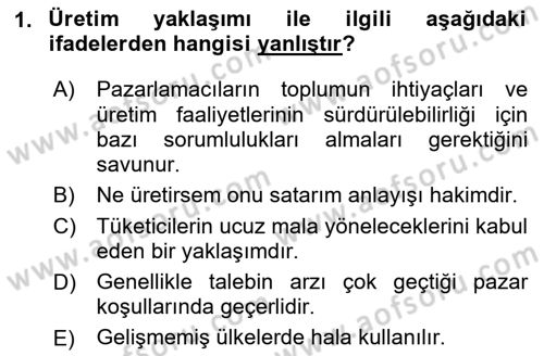 Tanıtım Ve Pazarlama Dersi 2025 - 2026 Yılı (Vize) Ara Sınav Soruları 1. Soru