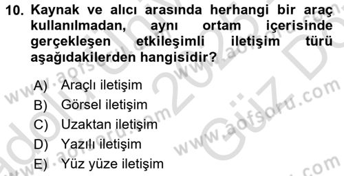 Tanıtım Ve Pazarlama Dersi 2025 - 2026 Yılı (Vize) Ara Sınav Soruları 10. Soru