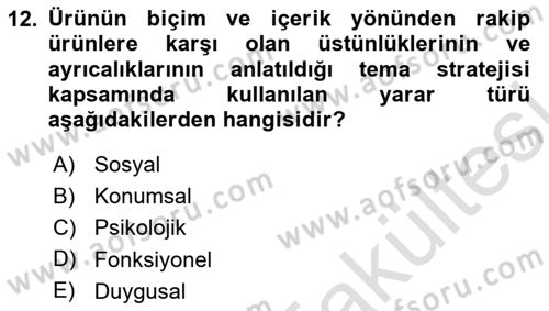 Tanıtım Ve Pazarlama Dersi 2025 - 2026 Yılı (Vize) Ara Sınav Soruları 12. Soru