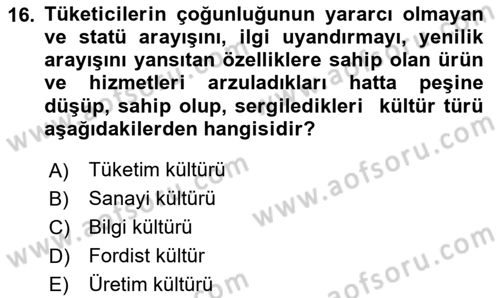 Tanıtım Ve Pazarlama Dersi 2025 - 2026 Yılı (Vize) Ara Sınav Soruları 16. Soru