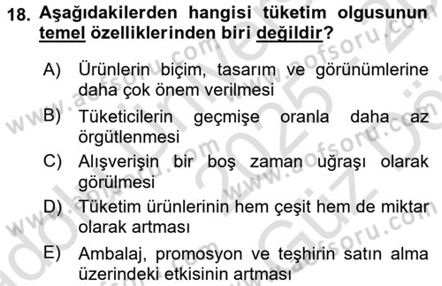 Tanıtım Ve Pazarlama Dersi 2025 - 2026 Yılı (Vize) Ara Sınav Soruları 18. Soru