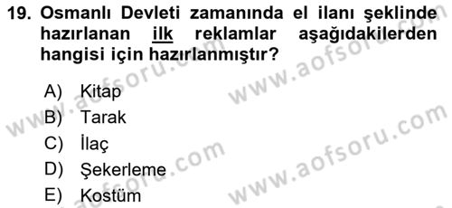 Tanıtım Ve Pazarlama Dersi 2025 - 2026 Yılı (Vize) Ara Sınav Soruları 19. Soru