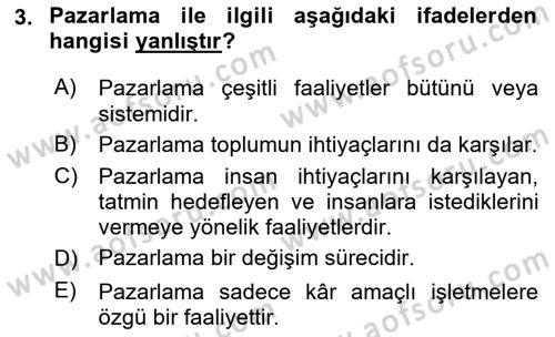 Tanıtım Ve Pazarlama Dersi 2025 - 2026 Yılı (Vize) Ara Sınav Soruları 3. Soru