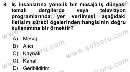 Tanıtım Ve Pazarlama Dersi 2025 - 2026 Yılı (Vize) Ara Sınav Soruları 8. Soru
