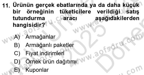 Tanıtım Ve Pazarlama Dersi 2025 - 2026 Yılı (Final) Dönem Sonu Sınav Soruları 11. Soru