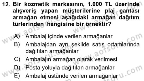 Tanıtım Ve Pazarlama Dersi 2025 - 2026 Yılı (Final) Dönem Sonu Sınav Soruları 12. Soru