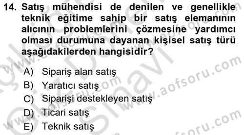 Tanıtım Ve Pazarlama Dersi 2025 - 2026 Yılı (Final) Dönem Sonu Sınav Soruları 14. Soru