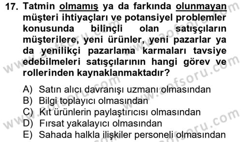 Pazarlama İletişimi Dersi 2012 - 2013 Yılı (Vize) Ara Sınav Soruları 17. Soru