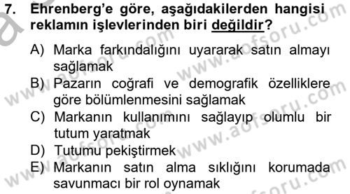 Pazarlama İletişimi Dersi 2012 - 2013 Yılı (Vize) Ara Sınav Soruları 7. Soru