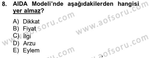 Pazarlama İletişimi Dersi 2012 - 2013 Yılı (Vize) Ara Sınav Soruları 8. Soru