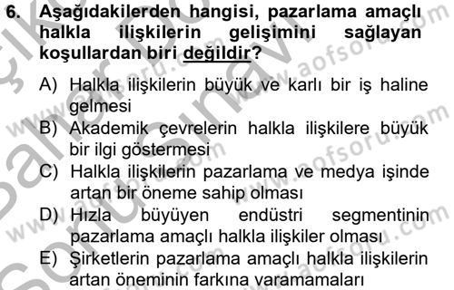 Pazarlama İletişimi Dersi 2012 - 2013 Yılı (Final) Dönem Sonu Sınav Soruları 6. Soru