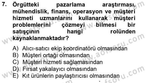 Pazarlama İletişimi Dersi 2012 - 2013 Yılı (Final) Dönem Sonu Sınav Soruları 7. Soru