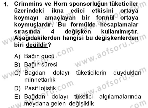 Pazarlama İletişimi Dersi 2013 - 2014 Yılı (Vize) Ara Sınav Soruları 1. Soru
