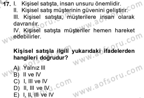 Pazarlama İletişimi Dersi 2013 - 2014 Yılı (Vize) Ara Sınav Soruları 17. Soru
