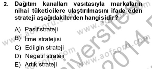 Pazarlama İletişimi Dersi 2013 - 2014 Yılı (Vize) Ara Sınav Soruları 2. Soru